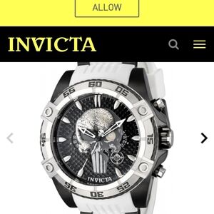 Invicta Black and Silver Skull Watch The Punisher Marvel With Free Dive Case